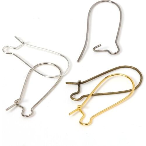 100pcs 25x11mm Earring Hooks Ear Wire Oval Metal Kidney Closable Earring Ear Findings for DIY Jewelry Making Supplies Wholesale