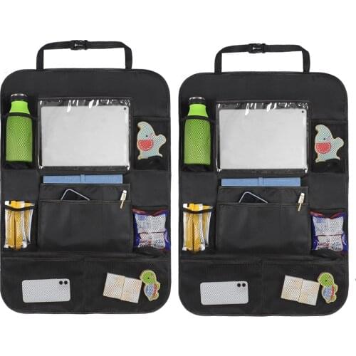 2pcs Car Backseat Organizer Car Kick Mats for Kids Back Seat Protectors Large Capacity Transparent Tablet Pocket Easy Cleaning