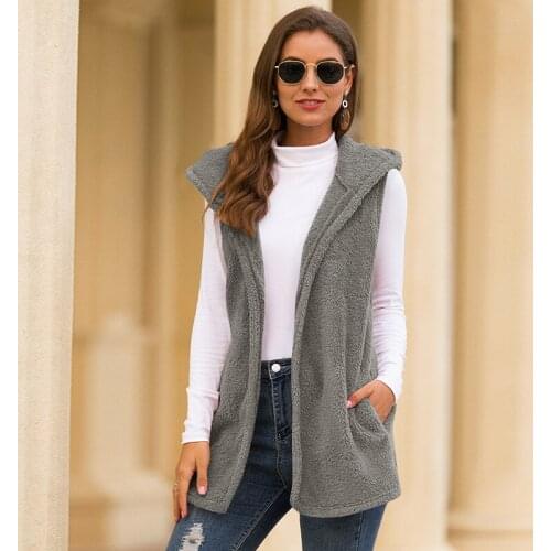 2020 Woman Sleeveless Wool Vest Winter Outerwear Womens Hooded Vests Long Jacket Chaquetas Mujeres Trendy Chalecos Para Mujer