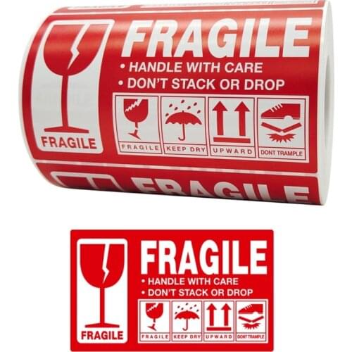 500pcs Fragile Stickers Warning Label Sticker Handle With Care Don't Stack or Drop Sticker Shipping Express Label for Goods