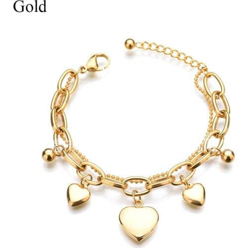 Beadsnice Stylish European multi layer Stainless Steel Sracelet Charms bangle for Women gold and silver ID 41110