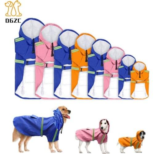 Dog Raincoat Leisure Waterproof Lightweight Dog Coat Jacket Reflective Rain Jacket with Hood for Small Medium Large Dogs
