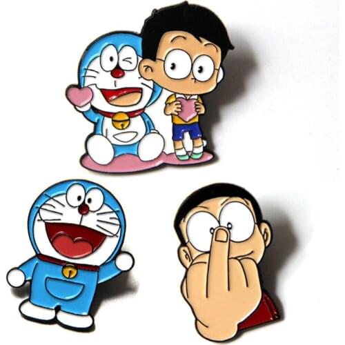 Doraemon characters cute kids cosplay women 90s funny cartoon backpack clothes diy decoration Enamel Brooches badge collar pins