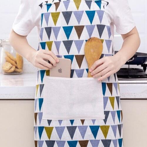 Cotton linen apron fashion oil-proof cooking and cooking apron simple cloth art household kitchen lady smock