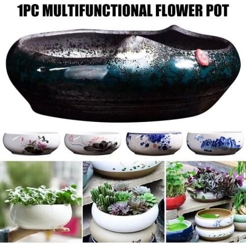 Succulent Pot Chinese Style Ceramic Succulent Planter Pots Bonsai Holder Container Living Room Home Decoration RE