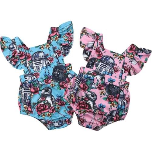 Infant Baby Girls Floral Printed Cotton Romper Summer Sleeveless Star War Jumpsuit Newborn Baby Playsuit Outfits Clothes 0-18M