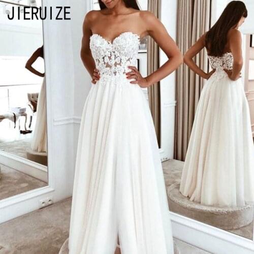 JIERUIZE robe de mariee Sexy Sweetheart Wedding Dresses Lace Appliques Backless Beach Tulle Wedding Gowns vestidos de noiva