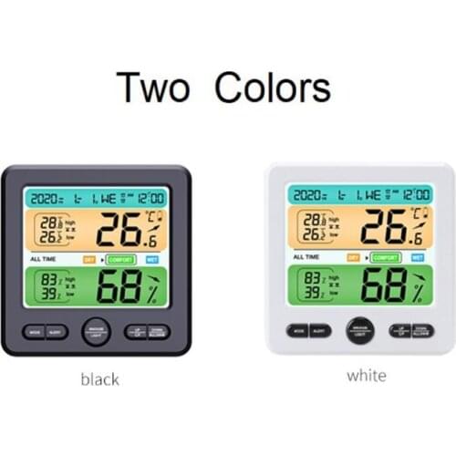 Indoor Thermometer Hygrometer Alarm Clock Weather Station Temperature Humidity High/Low Alert Wall-mounted & Table Place Decor