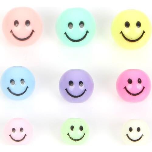 Colorful Smiley Acrylic Beads Charm Round Loose Spacer Beads For Jewelry Making Needlework Diy Bracelet Accessories Beades