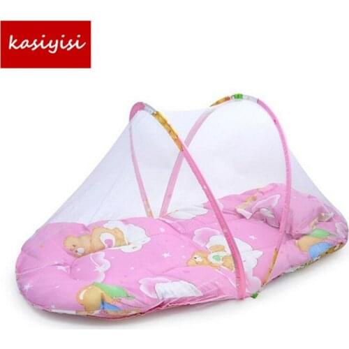 Summer Baby Bed with Mattress and Pillow Super Soft Crib Mosquito Netting Infant Folding Babies Mosquito Net Mattress TRQ0232