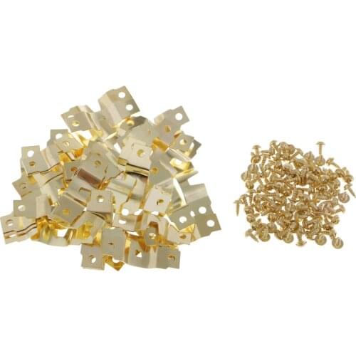 50Pcs Photo Frame Accessories Picture Frame Metal Hangers, Double Holes, with 100Pcs Nails, Assorted Colors