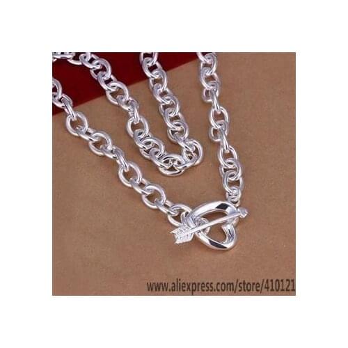 N014 Lucky Charm Silver Color Pendants For Women Jewelry Necklace Girl Lady Accessories Fashion Arrow Through Heart Necklace