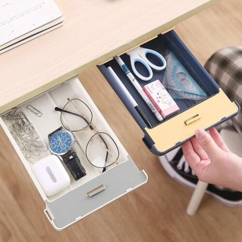 Desktop Storage Hidden Storage Box Office Storage Lipstick Stationery Storage Self-Adhesive Storage Box With Card Lock Home Off