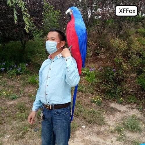 Huge real life blue&red parrot model foam&feather simulation big parrot bird gift about 110cm xf0180