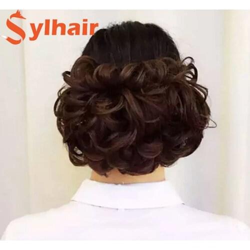 Sylhair Newest Hot Fashion Short Curly Messy Bun Hair Piece Scrunchie Rubber Band Cover Clip In Hair Extensions Hair Clips Chign