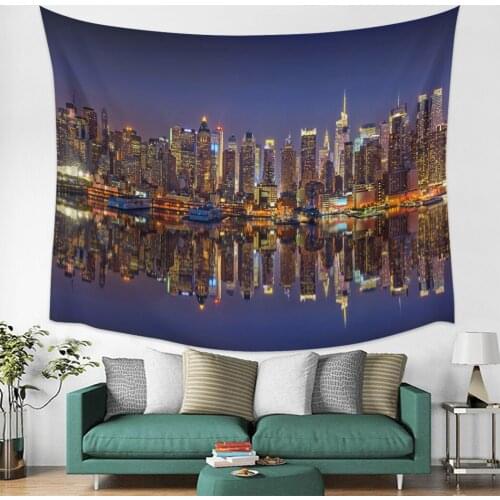 Building City Modern Reflection Scenery Wall Tapestry Cover Beach Towel Picnic Yoga Mat Home Decoration