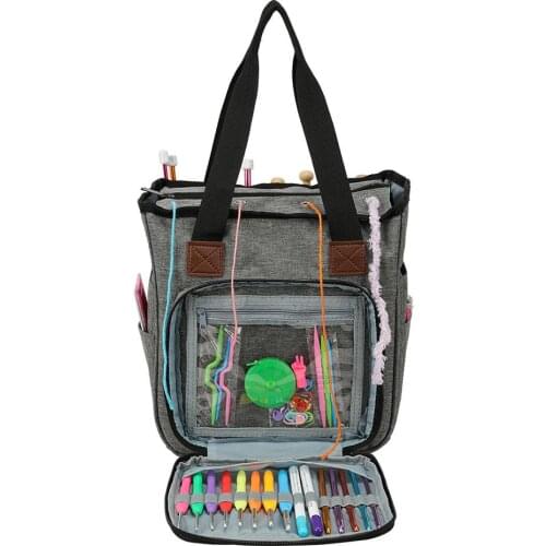 Knitting Bag Portable Yarn Storage Bag Tote For Wool Crochet Hooks Knitting Needles Sewing Supplies Set DIY Household Organizer