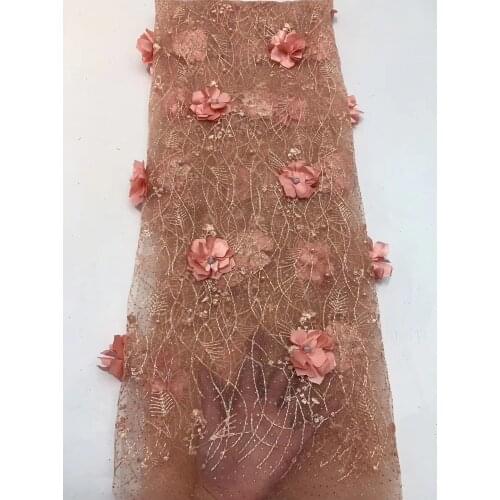 African Beaded 3D Tulle Lace Fabric 2021 African French Lace Fabric High Quality Nigeria Embroidered Tulle French Lace ZX3789