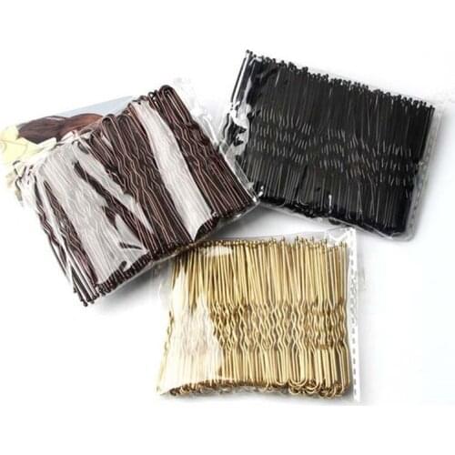 50PCS Women 6CM Hair Waved U-shaped Bobby Pin Barrette Salon Grip Clip Hairpins Black Metal Hair Accessories For Bun