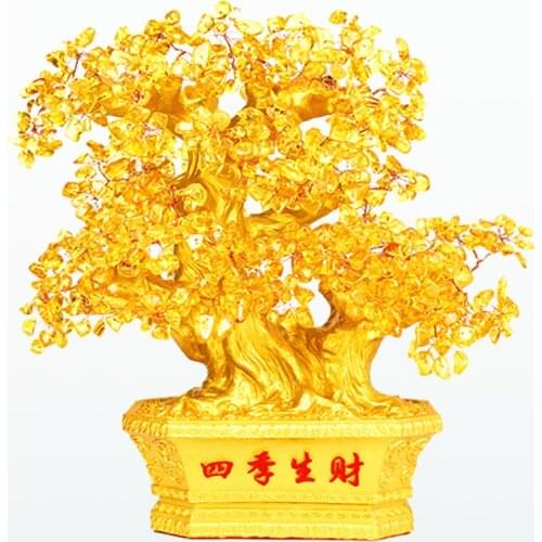 YELLOW CRYSTAL FOUR SEASONS WEALTH AND MONEY TO FIND A CASH COW TO DECORATE THE LIVING ROOM DECORATION HANDICRAFT HOLIDAY GIFT