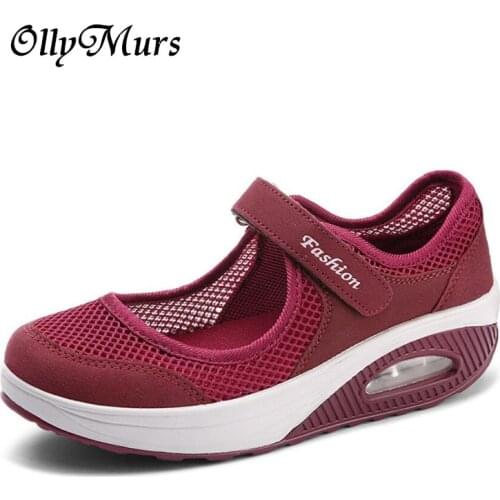 OllyMurs Sneakers Women Shoes 2020 Slip-on Hook Loop Summer Shoes Women Sneakers Breathable Mesh Casual Vulcanized Ladies Shoes