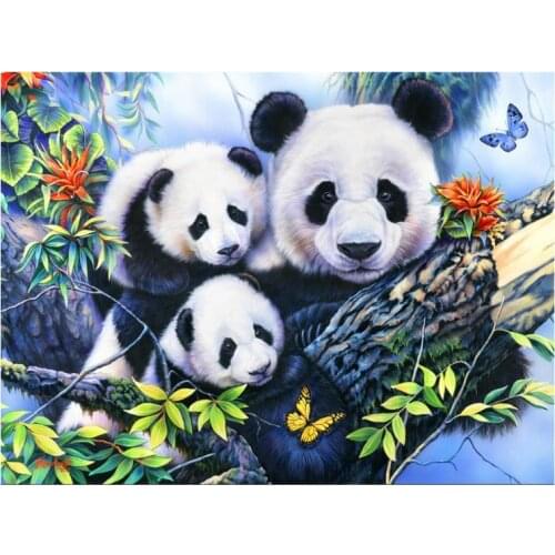 Animals diamond painting pandas family rhinestone embroidery picture mosaic art sticker decor diamond tapestry poster wall paper