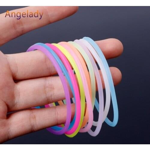 10PCS Night Luminous Bracelets Wristband Gummy Silicone DIY Rubber Hairbands F3MD