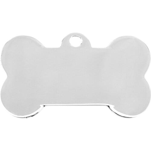 100% Stainless Steel Blank Dog ID Tag Bone Pet Tags Name Tag Plate Collar Decoration High Polished Wholesale 50pcs