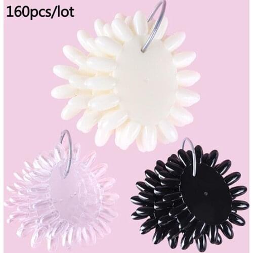 160 Tips Fake Nails Oval Clear Natural Black Tips On Ring Display False Nail Art Designs Acrylic UV Gel Manicure Tools 3 Colors