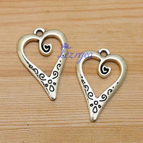 20pcs/lot--25x12mm, Antique silver plated heart charms,DIY supplies, Jewelry accessories