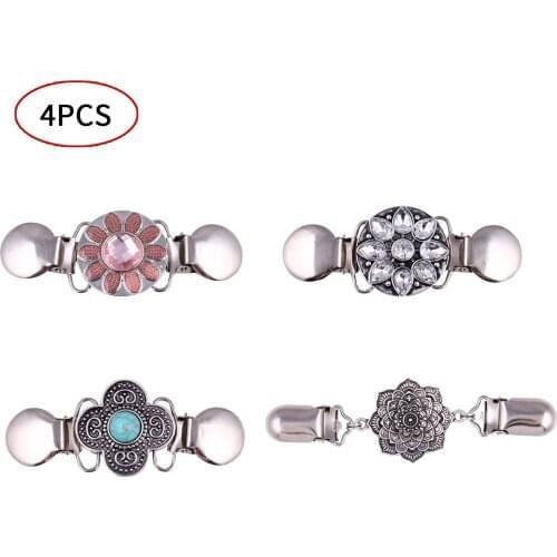 4Pcs Retro Sweater Cardigan Clip Duck-mouth Clips Clasps Blouse Shawl Shirt Collar Buckles Pin Brooch for Clothing Accessories