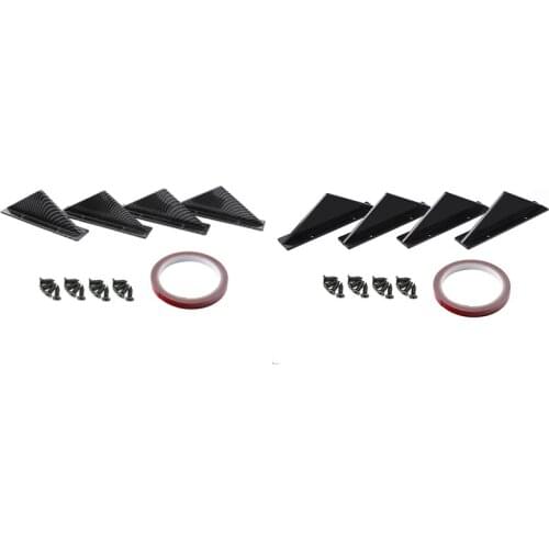 4 PCS Universal Car Rear Bumper Lip Diffuser Triple-cornered Spoiler for Benz Toyota Jeep E90 MK5 A3 Etc