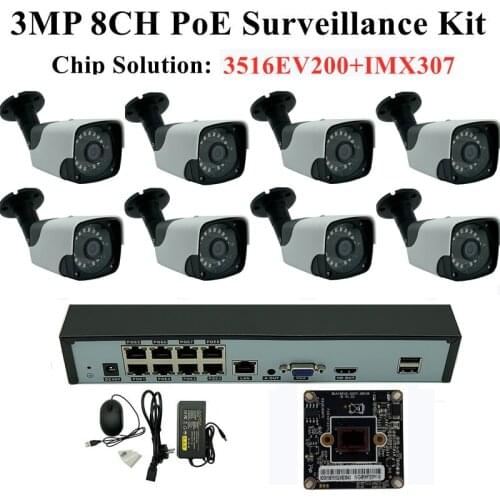 8CH 5/3/2MP IP 48V PoE Surveillance Kit 9*5MP NVR 1 SATA Face Motion Detection Metal Bullet Camera 18 LEDs Outdoor IP66 RTSP P2P