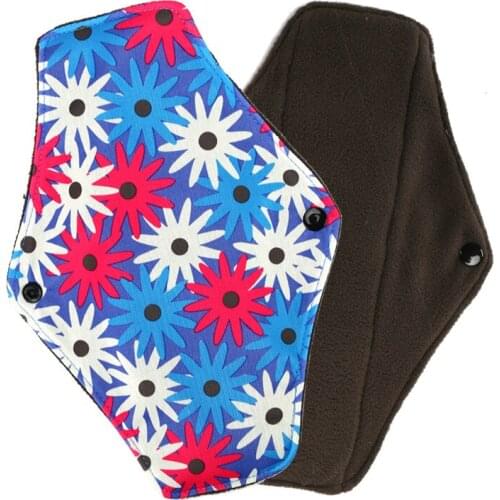 [ALINAPPY]Free Shipping Printed Bamboo Charcoal Fleece Inner Lady Cloth Menstrual Pads,Reusable Waterproof Mummy Pads For Women