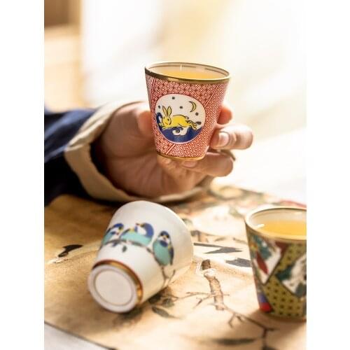 Kung Fu tea master cup female ceramic gold-painted tea cup single enamel color dragon home gift box handmade tea cup
