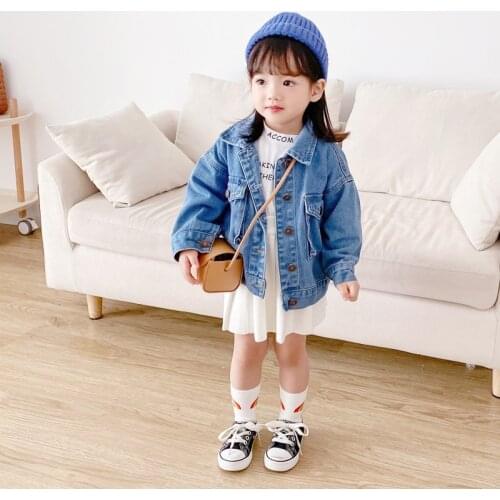 Girls Big Pocket Denim Japanese and Korean Style Work Jacket Jacket Kids Jackets for Toddler Fall Clothes 2021 Kids Clothing
