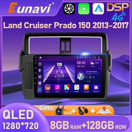 Eunavi Android 10 Multimedia Video Player Head unit For Toyota Land Cruiser Prado 150 2013 2014 - 2017 Car Radio Navigation GPS