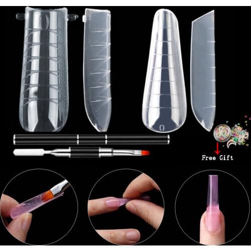 Nail Forms Poly UV Gel Finger Builder Extend Tips Mold Quick Building DIY Art Upper Forms Manicure Tools