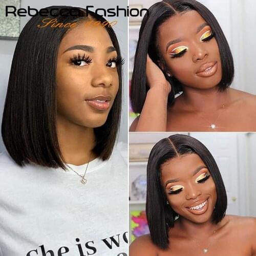 Rebecca Lace Closure Short Bob Wigs Straight Human Hair Wigs For Women Brazilian Lace Front Closure Bob Wigs For Woman Short Wig