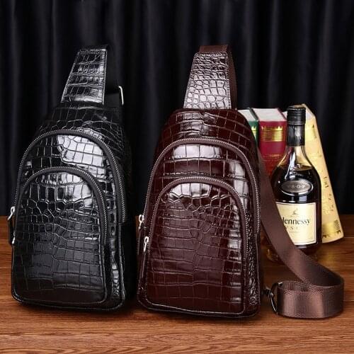 Kaisiludi Leather man bag chest bag crocodile belly man fashion man cross-body bag shoulder bag multi-functional small bag