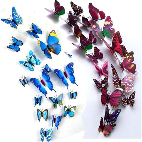Colorful 3D Butterfly Wall Sticker On The Wall Home Decor Butterflies for decoration Magnet Fridge stickers Kids Bedroom Decor