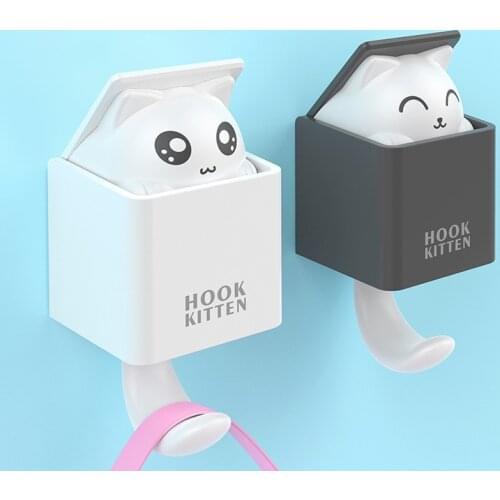 Creative cat self adhesive hook towel key storage adhesive hook living room bathroom kitchen decoration storage sticky hook
