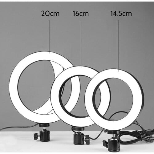 DC5V 5W 64 LED Light Round Selfie Camera Lamp 200MM Diameter Width USB Powered Adjustable Brightnes for Live Show Taking Picture