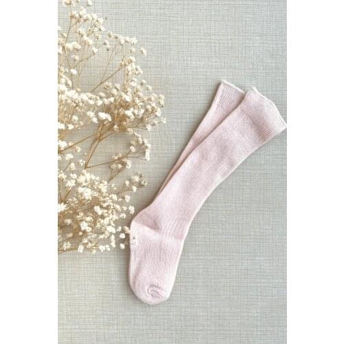 Salmon Pink Girl Baby Lower Socks Cotton Solid Medium