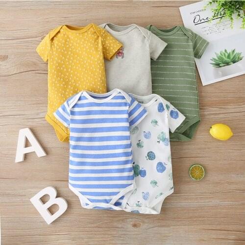 Malapina 5PCS/Lot Baby Boy Girl Clothes Unisex 0-12M Baby Boy Girl Clothes Short Sleeve cotton Baby Bodysuits Roupas de bebe