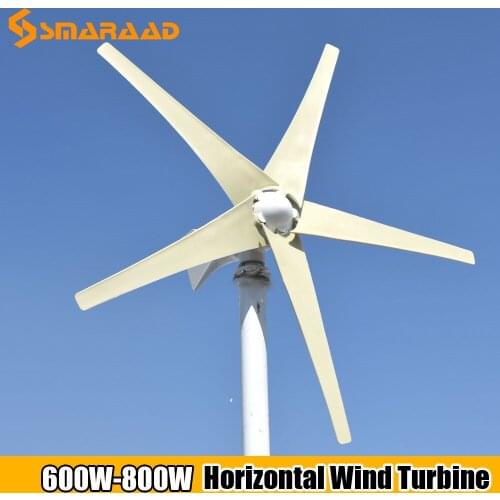 New Arrival Free Energy Wind Turbine Generator Windwill 600W 800W 12V 24V With 3 Blades 5 Blades MPPT PWM Controller For Homeuse