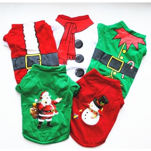 Small Dogs Clothes Christmas Puppy Cotton T-shirt Pet Clothing Summer Shirt Casual Dog Cat Breathable Vest Leisure Costume