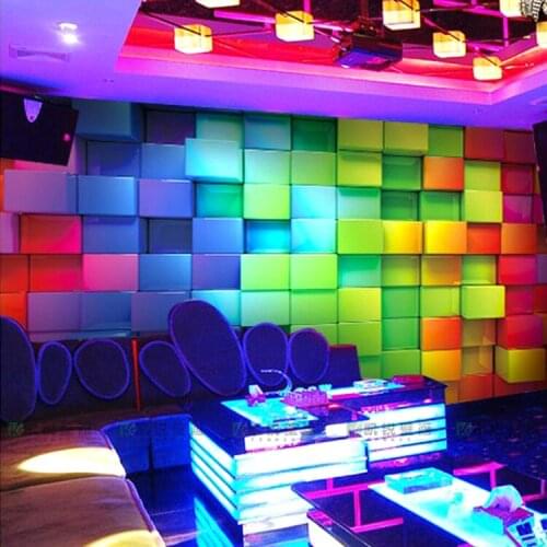 Wholesale Colourful Plaid 3d Wall Mural Wallpaper for KTV Bar Living Room papel de parede 3d Photo Murals Fresco