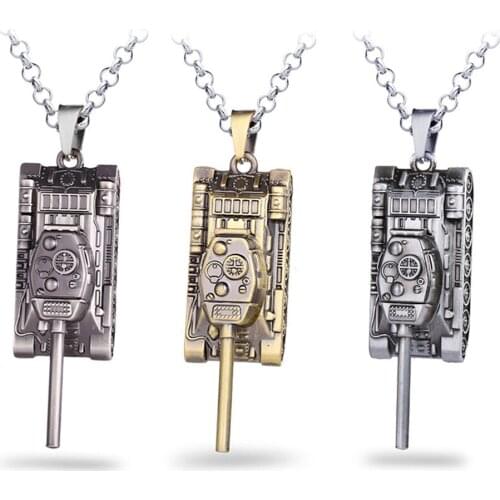 Hot Game World of Tanks Pendant Necklace 3D Tanks Bullet Keychains For Gift Charms Link Chain Necklace Jewelry Souvenir Collar