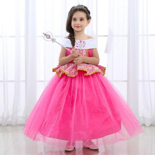 Girls Dress Aurora Princess Cosplay Costume Summer Dresses Childrens Clothing Halloween Christmas Birthday Party Dress Gifts